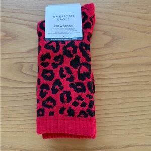 American Eagle Red and Black Patterned Crew Socks